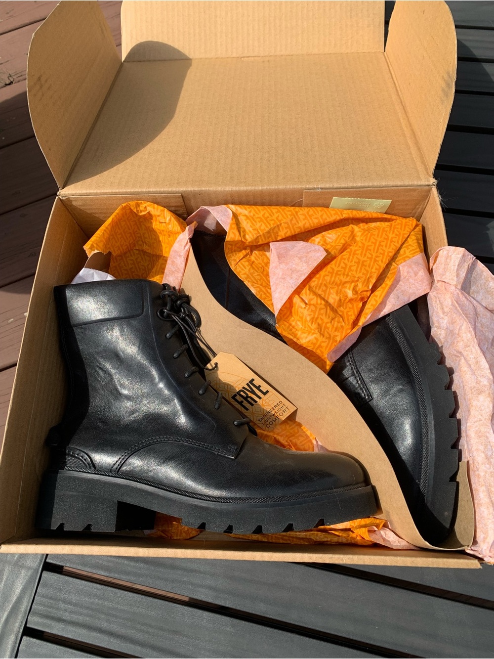 NWT Frye Allison Combat Boots Women's Black Leather Size 8.5